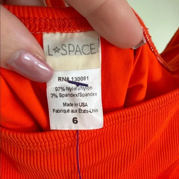 L*Space Mayra One-Piece Bright Orange Swimsuit Size 6 - Picture 3 of 9